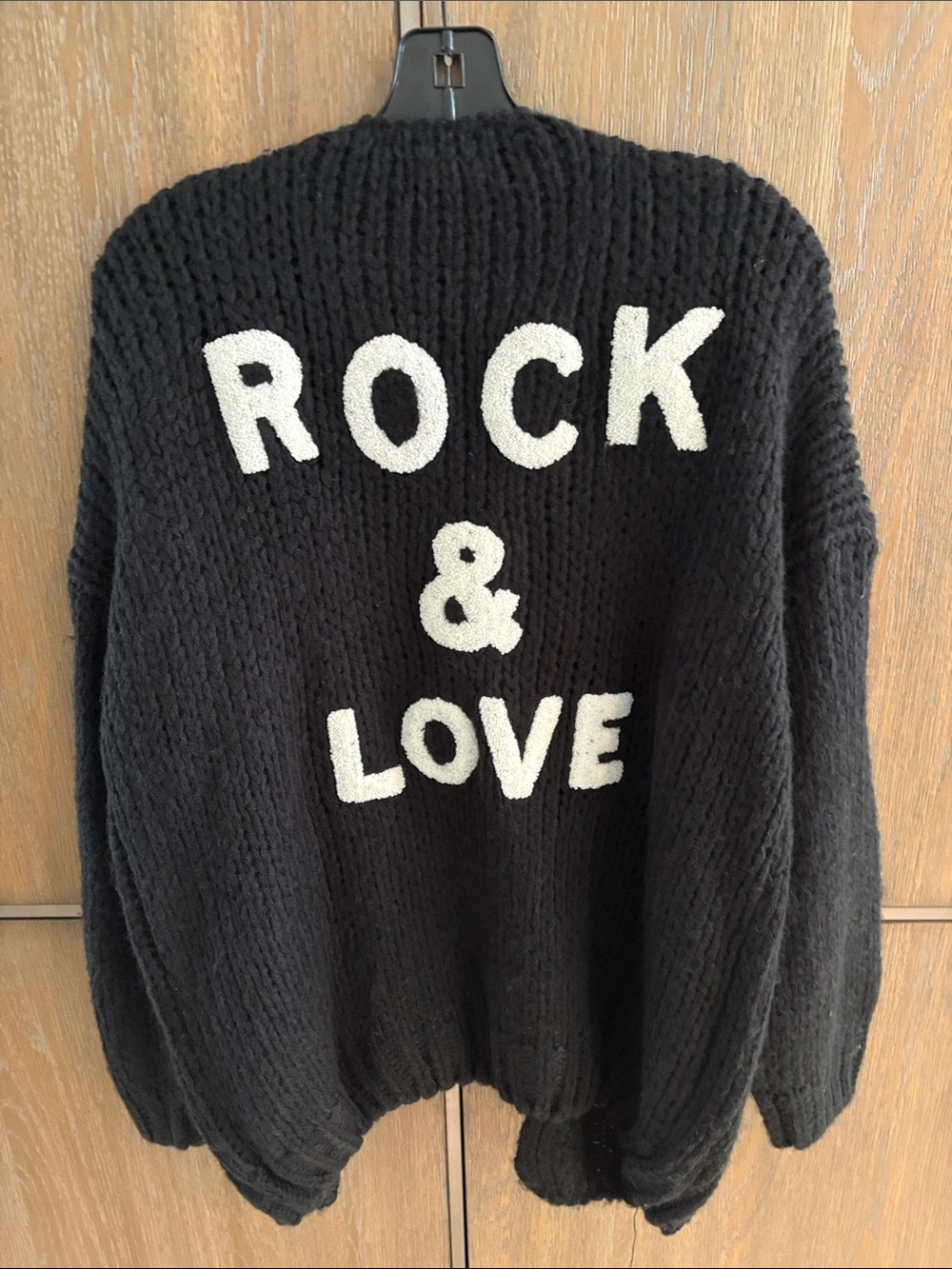 Elan Black Open-Front Chunky Knit Cardigan
